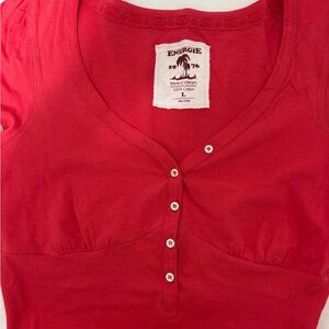 Energie Women's Scarlet Button-Front Blouse, Y2K vintage Retro, cottagecore Sz L
